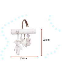 Stroller carrier pendant gray and white animals