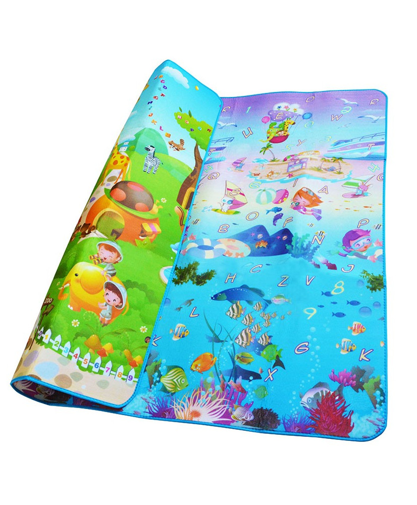 Educational double-sided foam mat sea world 190x170cm