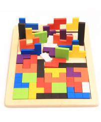 Wooden puzzle tetris blocks 40 pieces.