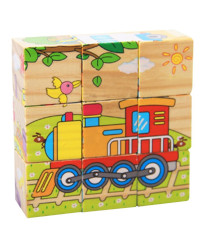Wooden educational puzzle blocks Vehicles 9el.