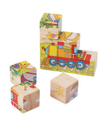 Wooden educational puzzle blocks Vehicles 9el.