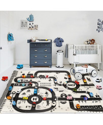 Play mat city street + street signs waterproof cream 130x100cm