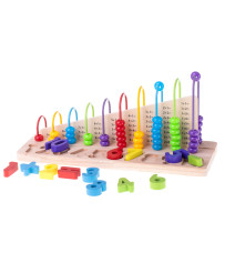 Wooden abacus sorter learning to count numbers
