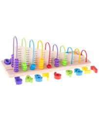 Wooden abacus sorter learning to count numbers