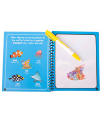 Water book with marker sea animals blue