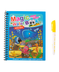 Water book with marker sea animals blue