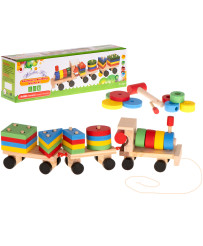 Wooden sorter dexterity puzzle train locomotive + wagons 30cm