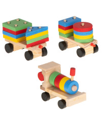 Puidust sorteerija osavuse puzzle rongivedur + vagunid 30cm