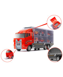 Transportera kravas automašīna TIR palaidējs + metāla automašīnas ugunsdzēsēju brigāde