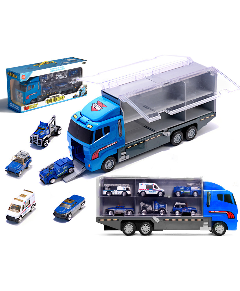 Transporter truck TIR launcher + metal cars police