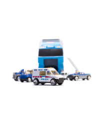 Transporter truck TIR launcher + metal cars police