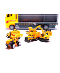 Transporter truck TIR launcher + metal cars construction machinery