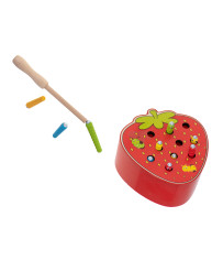 Magnetic wooden caterpillar strawberry