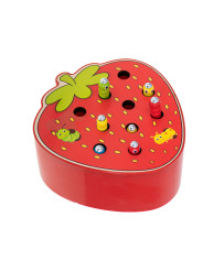 Magnetic wooden caterpillar strawberry