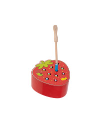 Magnetic wooden caterpillar strawberry