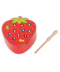 Magnetic wooden caterpillar strawberry