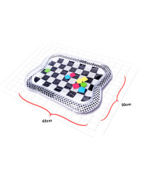 Water inflatable mat contrasting black and white checkerboard 65cm x 50cm