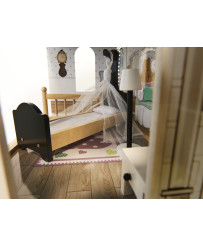 MDF wooden doll house + furniture 122cm XXL LED