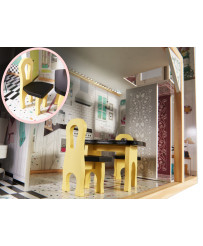 MDF wooden doll house + furniture 122cm XXL LED