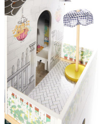 MDF wooden doll house + furniture 122cm XXL LED