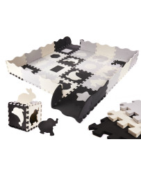 Putu puzles paklājs / rotaļu komplekts bērniem 36el. melns-pelēks-ecru