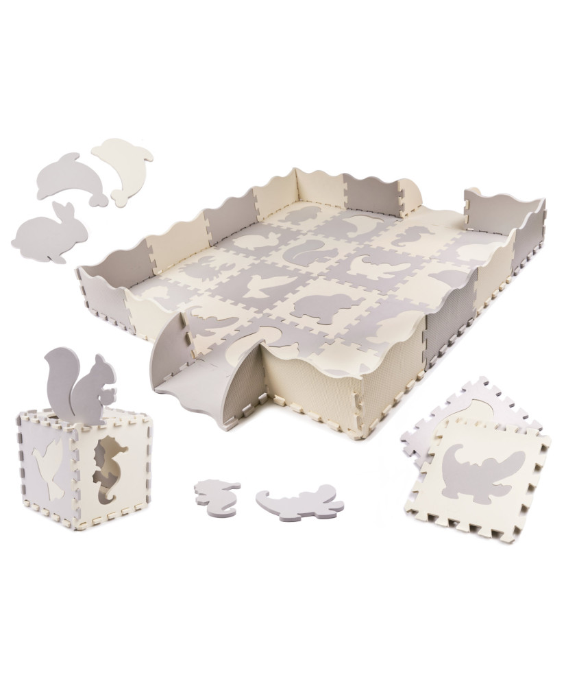 Foam puzzle mat/baby playpen 36el. gray-ecru