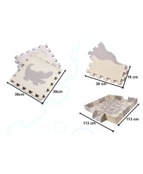 Foam puzzle mat/baby playpen 36el. gray-ecru