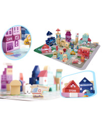 Wooden blocks educational puzzle city 100el.