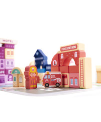 Wooden blocks educational puzzle city 100el.