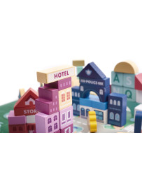 Wooden blocks educational puzzle city 100el.