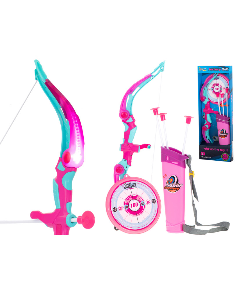 Bow with arrows and target shooting set pink