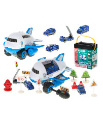 Transporter plane police + 4 cars + accessories