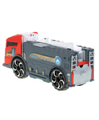 Transporter truck TIR 2in1 parking garage fire department + 3 cars red