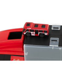 Transporter truck TIR launcher in suitcase + 7 cars fire department
