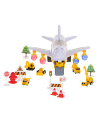 Transporter aircraft + 6 cars construction vehicles side/front