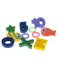 Wooden counting rod fish fishing alphabet numbers