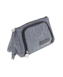 School pencil case double sachet make-up bag grey