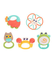 Rattle teether for babies animals 5pcs HOLA