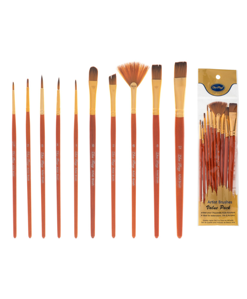 Paint brushes art set 10pcs red