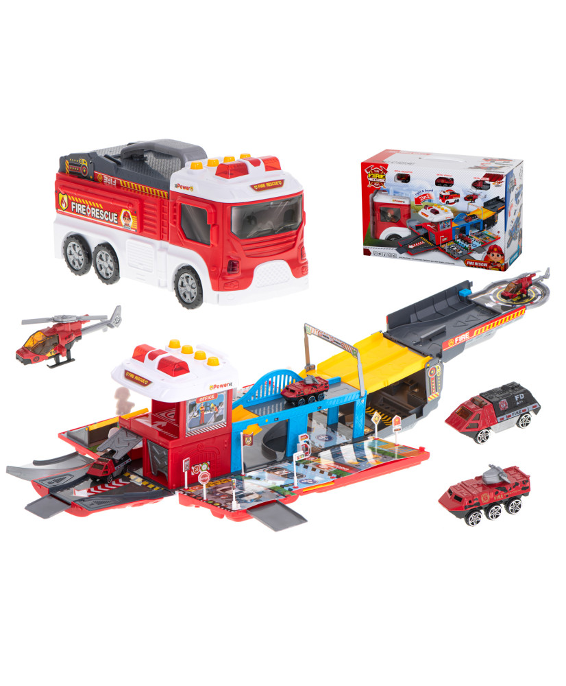 Transporter fire truck folding parking fire department + accessories