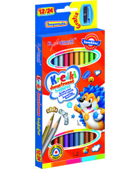 BAMBINO Double-sided triangular school crayons 12/24 colors + sharpener