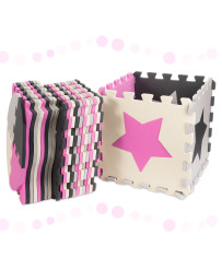 Foam puzzle mat / playpen 36el grey-pink 143cm x 143cm x 1cm