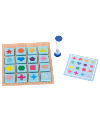 Wooden puzzle board game memory fruits and shapes