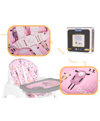 Feeding chair stool table chair 3-in-1 pink