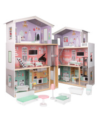 Wooden doll house+ furniture pastel 117cm