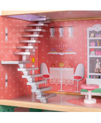 Wooden doll house+ furniture pastel 117cm