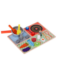 Children's kitchen plate with cutting board