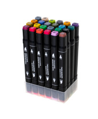 Double-sided alcohol markers in case 24 + stand