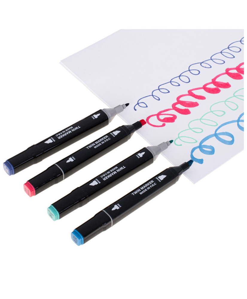 Double-sided alcohol markers in case 24 + stand