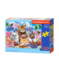 CASTORLAND Puzzle 120el. Kittens with Flowers - Cats in Flowers